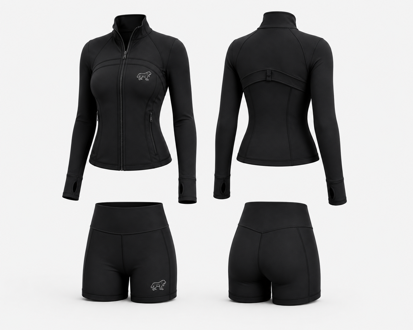 Zip-Up Jacket & High-Waisted Shorts Activewear Set