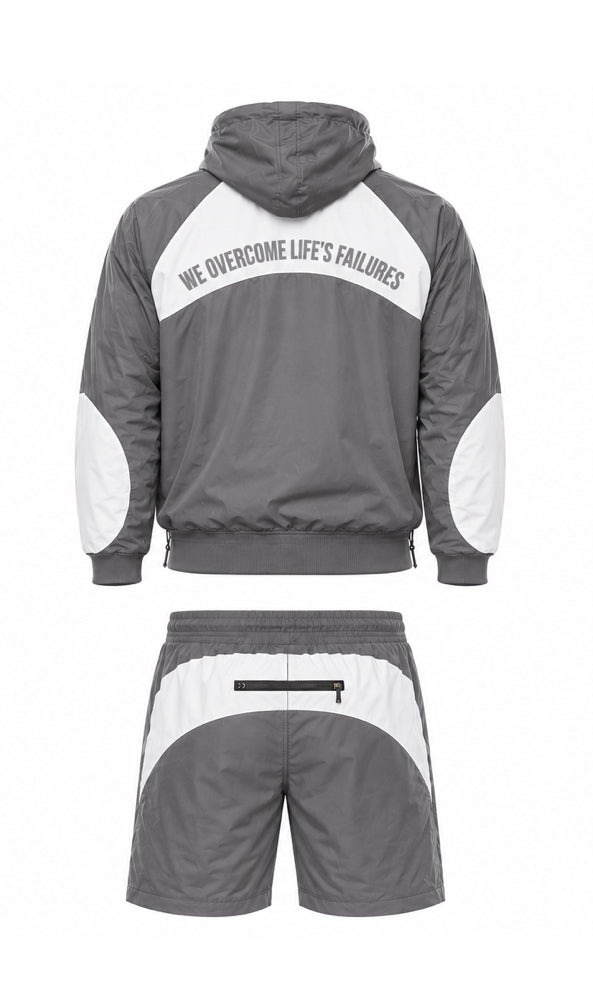 Contrast Panel Hooded Windbreaker & Shorts Set - Youth