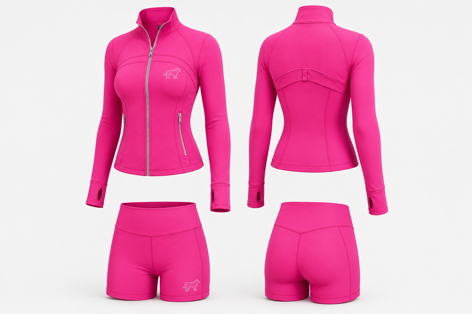 Zip-Up Jacket & High-Waisted Shorts Activewear Set