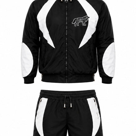 Contrast Panel Hooded Windbreaker & Shorts Set - Youth