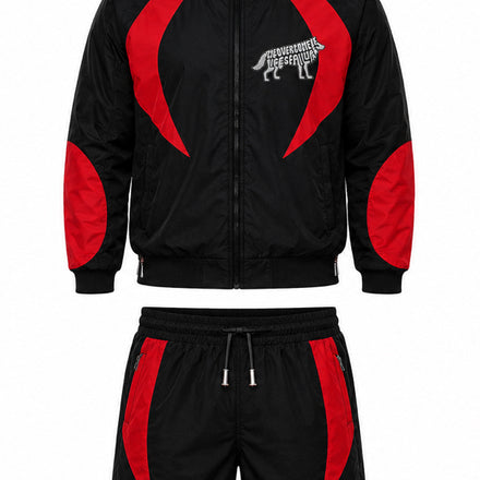 Contrast Panel Hooded Windbreaker & Shorts Set - Adult