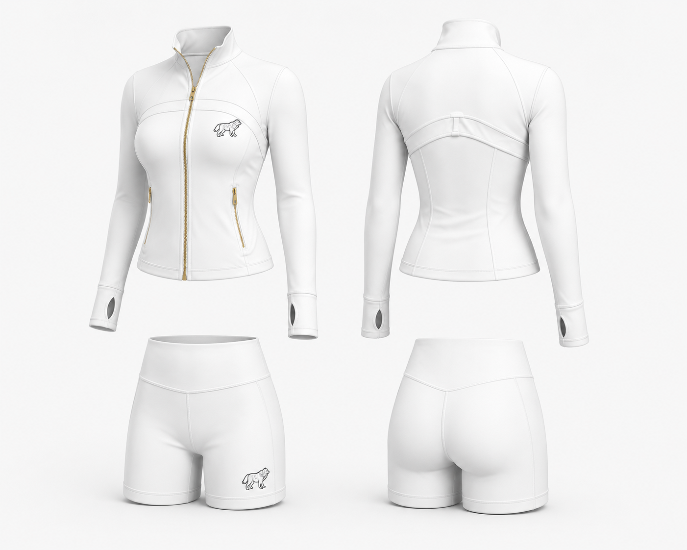 Zip-Up Jacket & High-Waisted Shorts Activewear Set