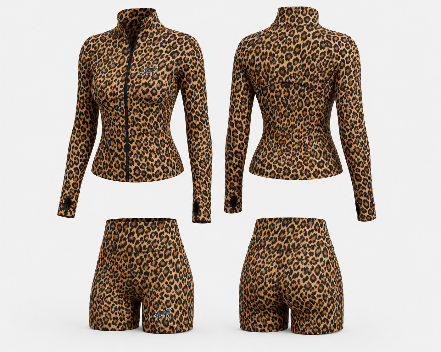 Zip-Up Jacket & High-Waisted Shorts Activewear Set
