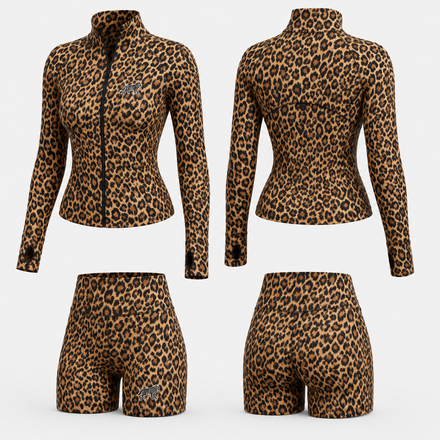Zip-Up Jacket & High-Waisted Shorts Activewear Set